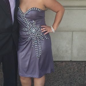 Terani Couture One-Shoulder Cocktail Beaded Dress